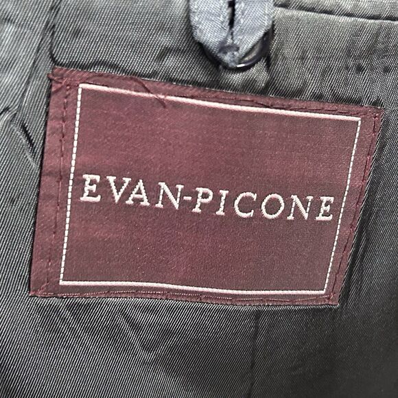 Evan Picone 44L Vintage Blazer 100% Wool Navy Blue Gold Two Button Lined Vented - Picture 3 of 7